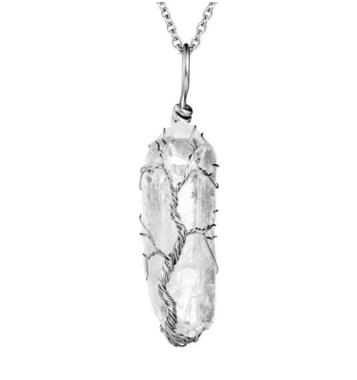 White Crystal Life Tree Necklace