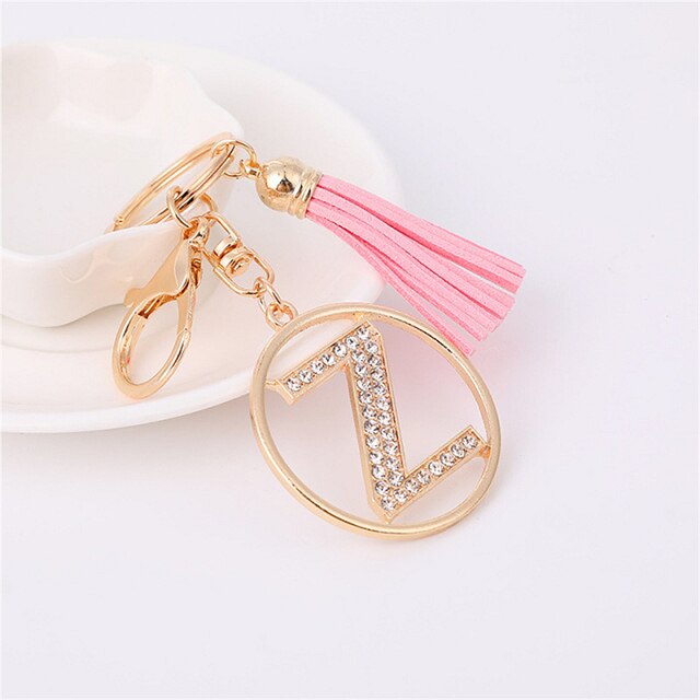 Rhinestones English Letter Alloy Keychain