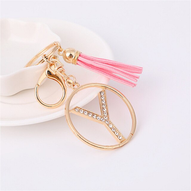 Rhinestones English Letter Alloy Keychain