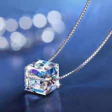 Crystals Aurora Borealis Cube Necklace