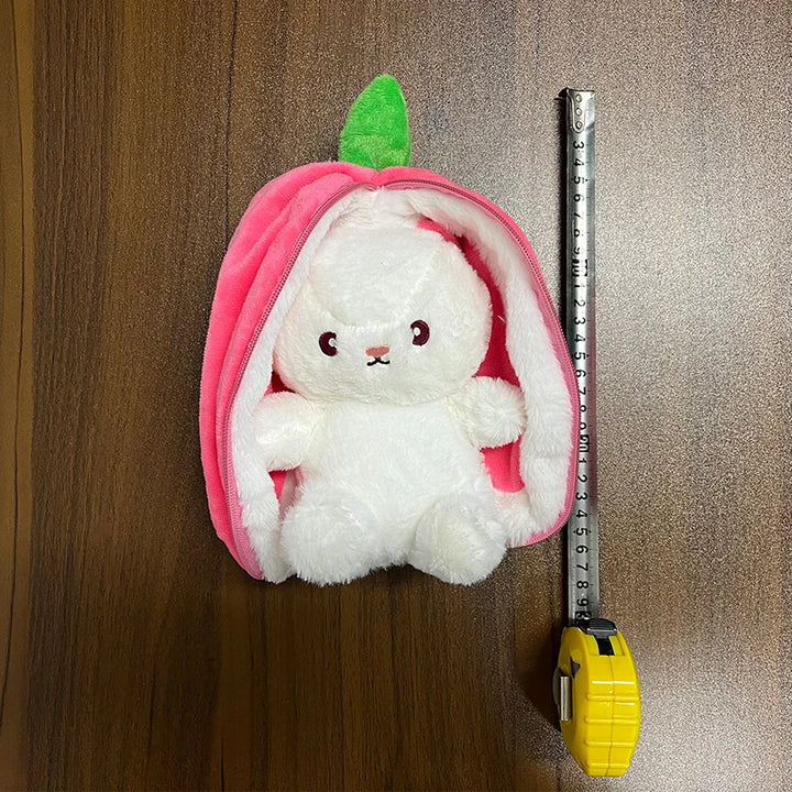 25cm Strawberry Carrot Rabbit Plush Toy Stuffed Creative Bag into Fruit Transform Baby Cuddly Bunny Plushie