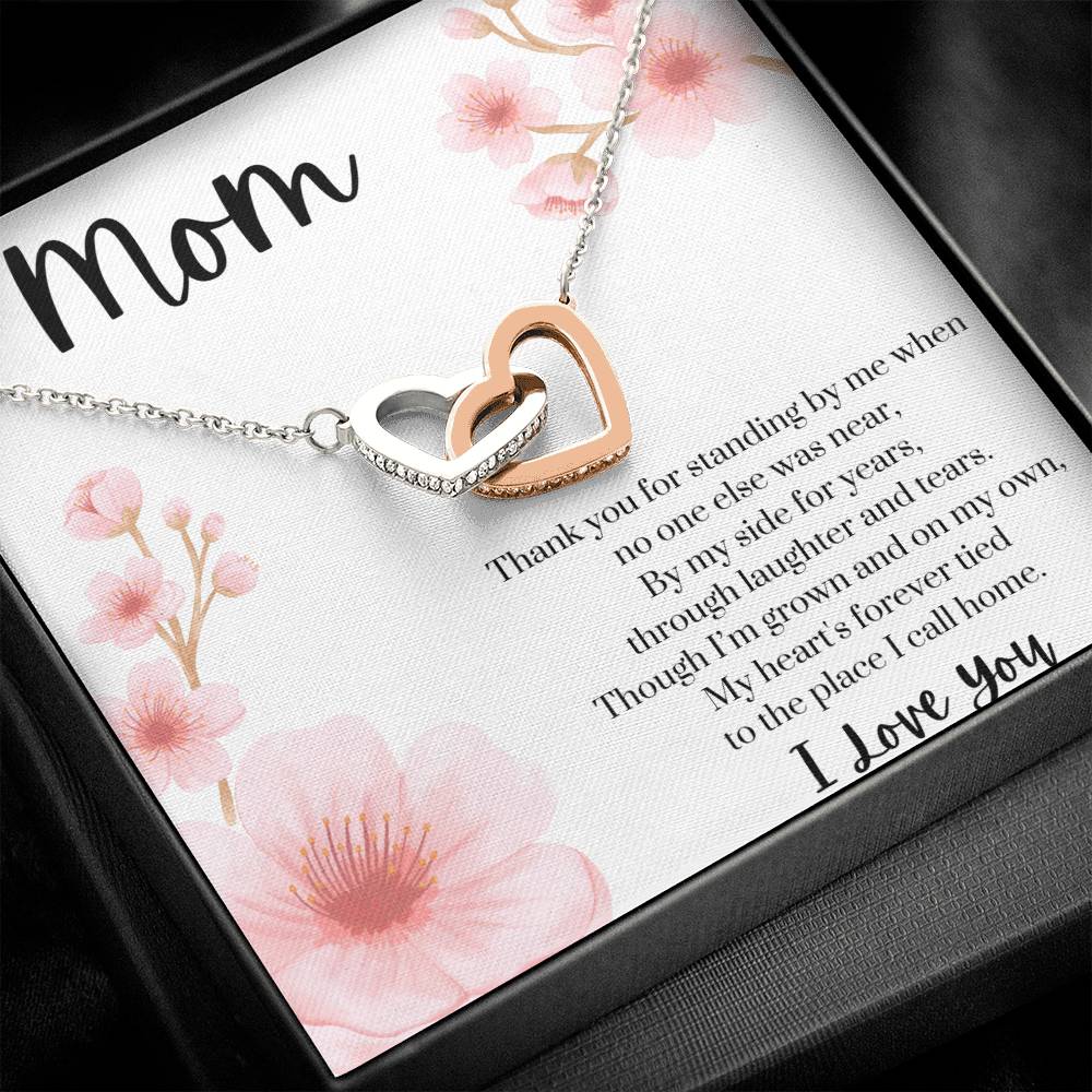 To My Mom: Interlocking Hearts Necklace