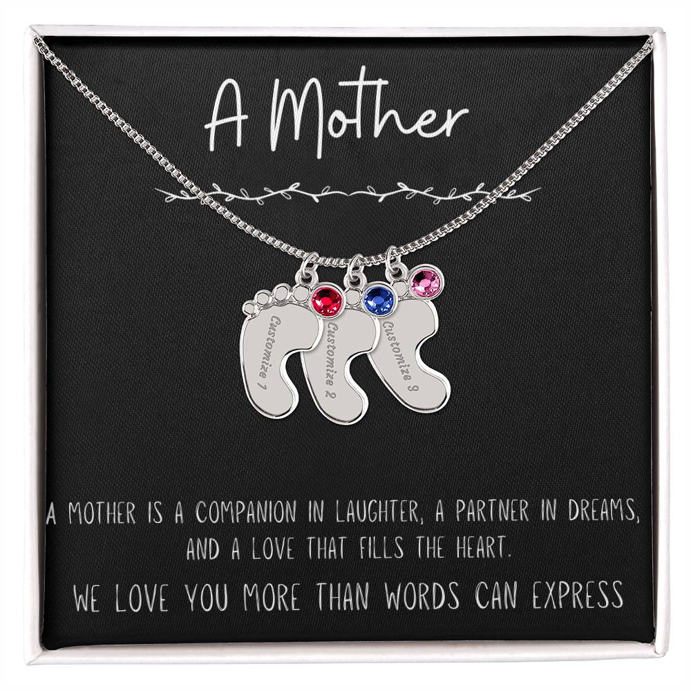 Personalized Baby Feet Necklace with Birthstones