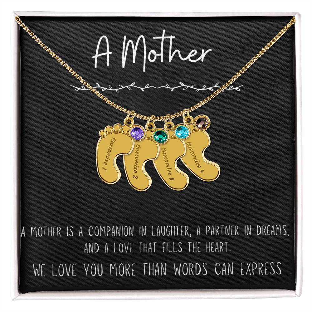 Personalized Baby Feet Necklace with Birthstones