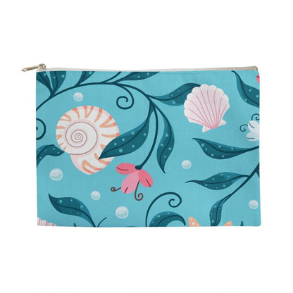 Blue Seashell Large Zippered Pouch